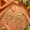 Dawapara Moon Phase Lotus Flower Dangle Earrings Bohemian Clear Zircon Lotus Yoga Spiritual Jewelry Stainless Steel Earrings