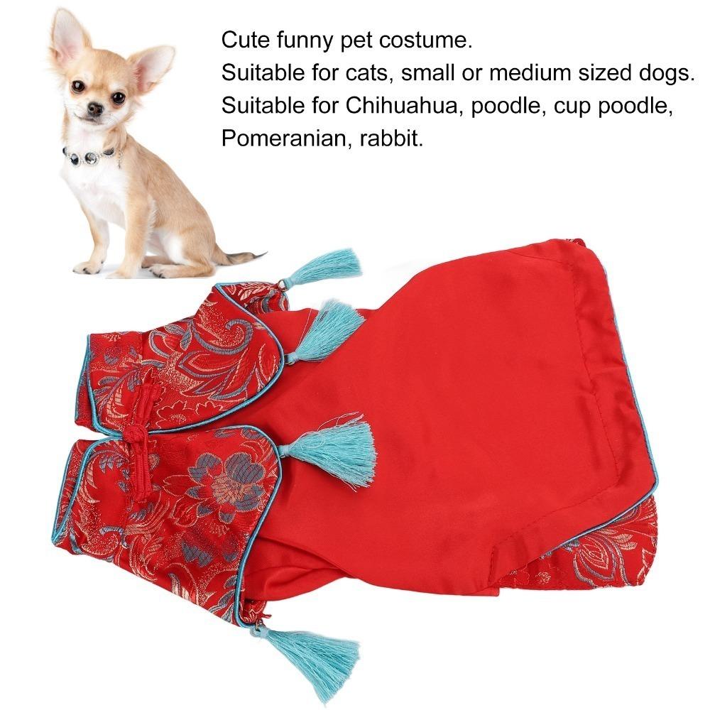 Soft Fabric Dog Cheongsam Floral Print Pet Qipao Dress Traditional Dog Outfit Daily Wear