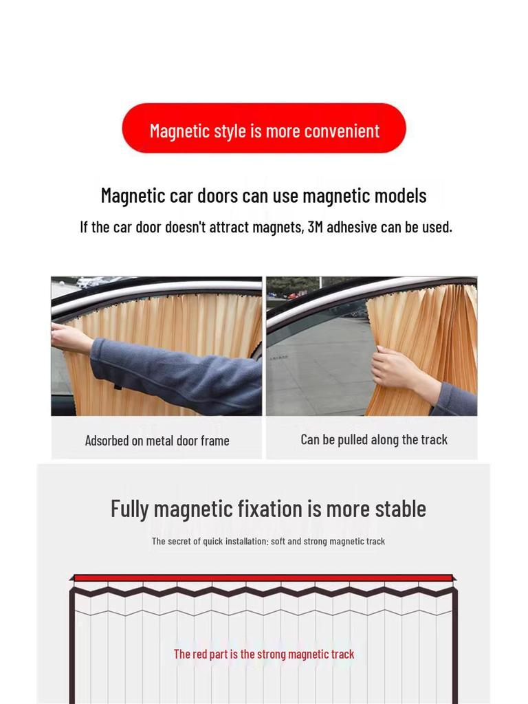 Retractable Magnetic Car Window Sunshade Curtain for Heat Insulation
