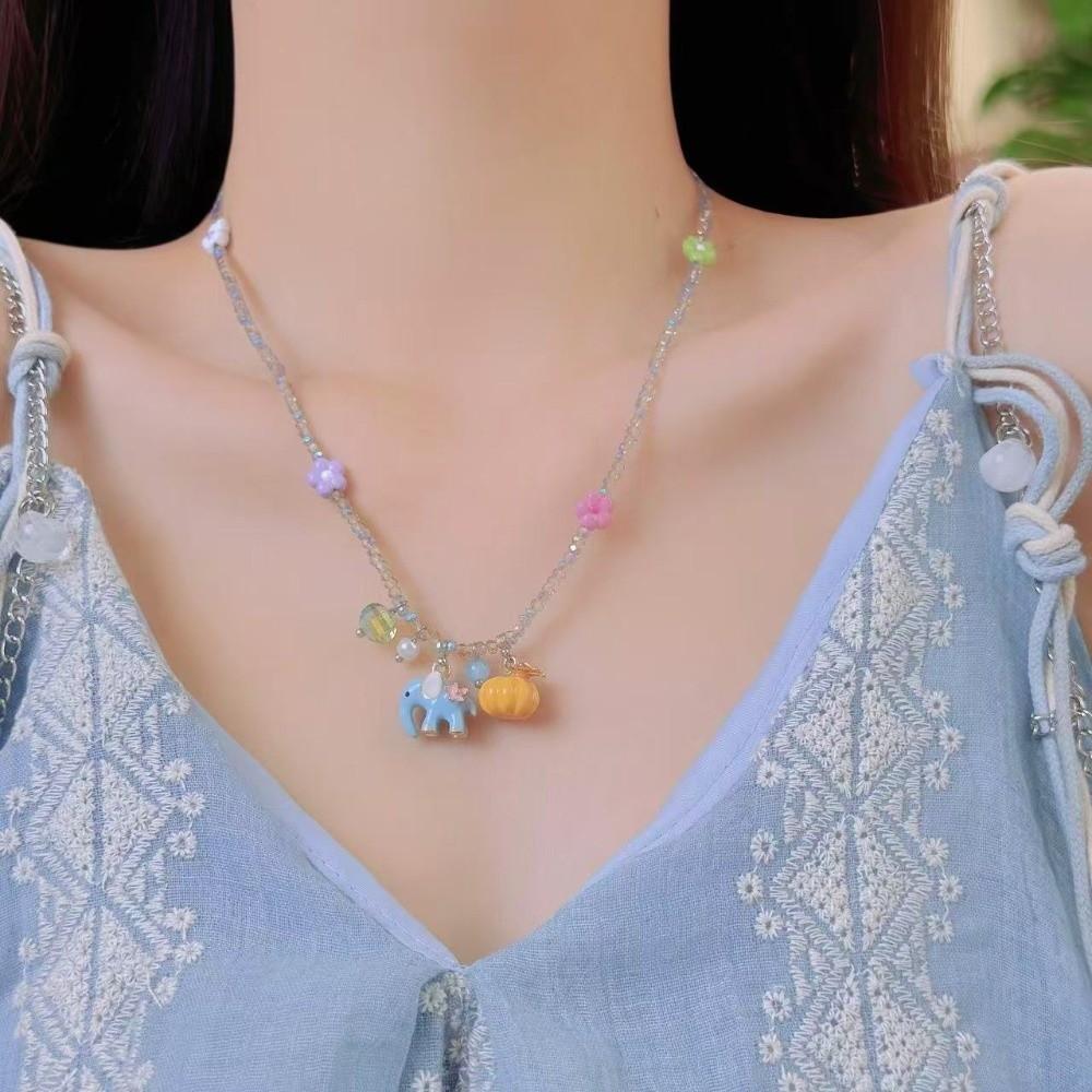 Chain Choker Elephant Pumpkin Necklace Acrylic Zinc Zinc Alloy Halloween Pendant Jewelry  Women
