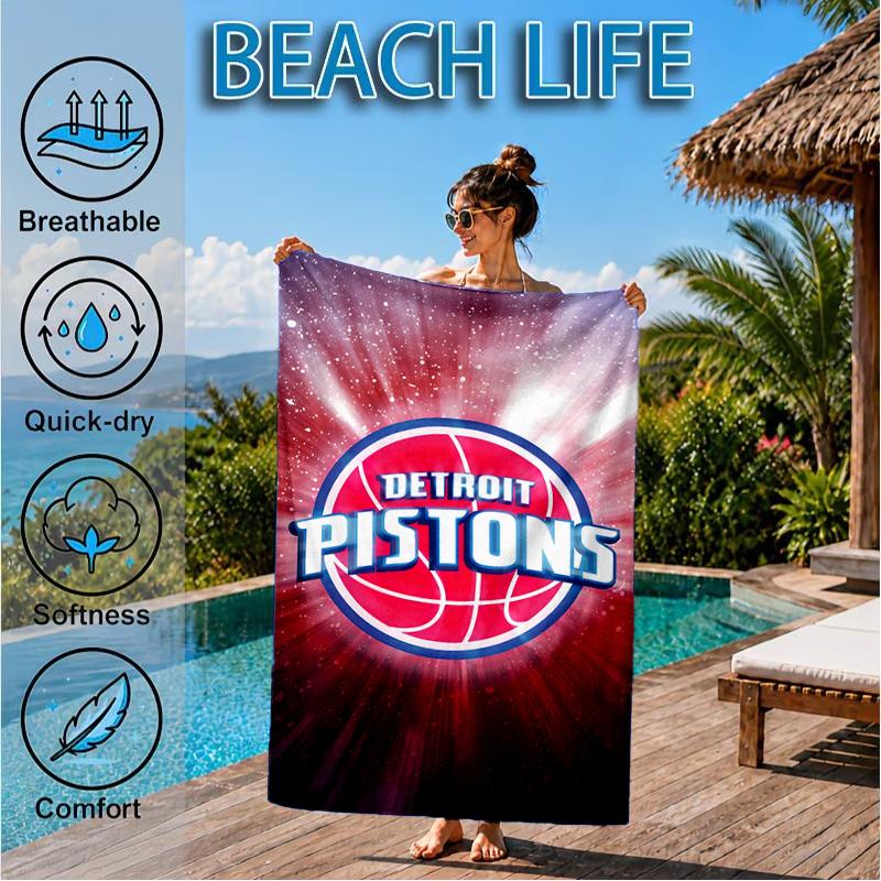 Detroit-Pistons Logo Beach Towel, Microfiber Beach Towel, Perfect For Pool, Beach, Travel, Home Decor Beach Party Fan Gifts