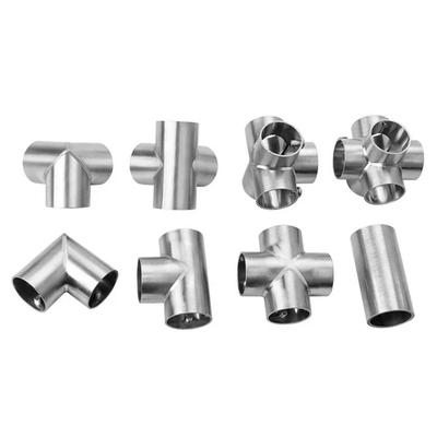1Pcs New Tee Straight Elbow Pipe Connector 2/3/4/5/6 Way Stainless Steel Pipe Fittings 25mm Tube Joint Furniture Hardware
