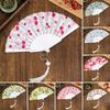 Ventilateur à main pliant design cerise motif fruité Ventilateur rafraîchissant Cadeau Ventilateur à pompon en tissu Femmes
