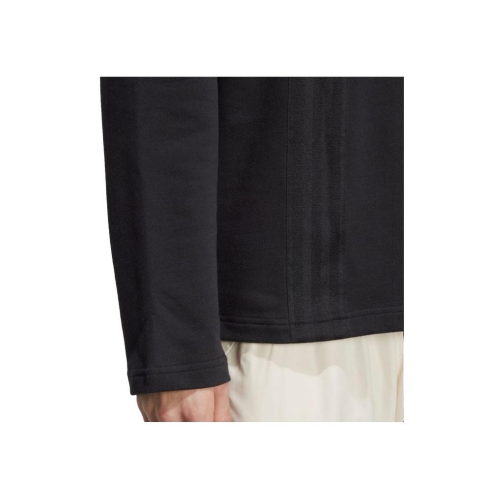 Adidas Solid Color Long Sleeve Polo Shirt Unisex Tops Black IC8396