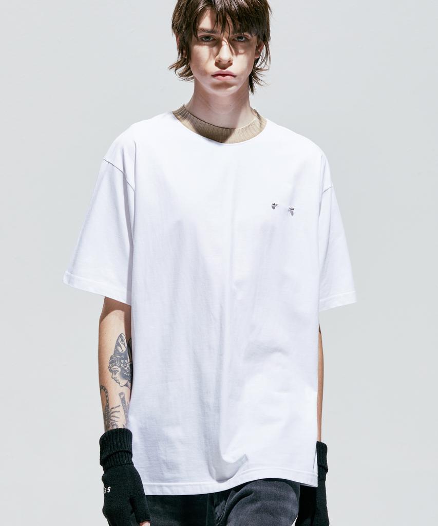 SSY Rib Bold Neck Pierced T-Shirt White