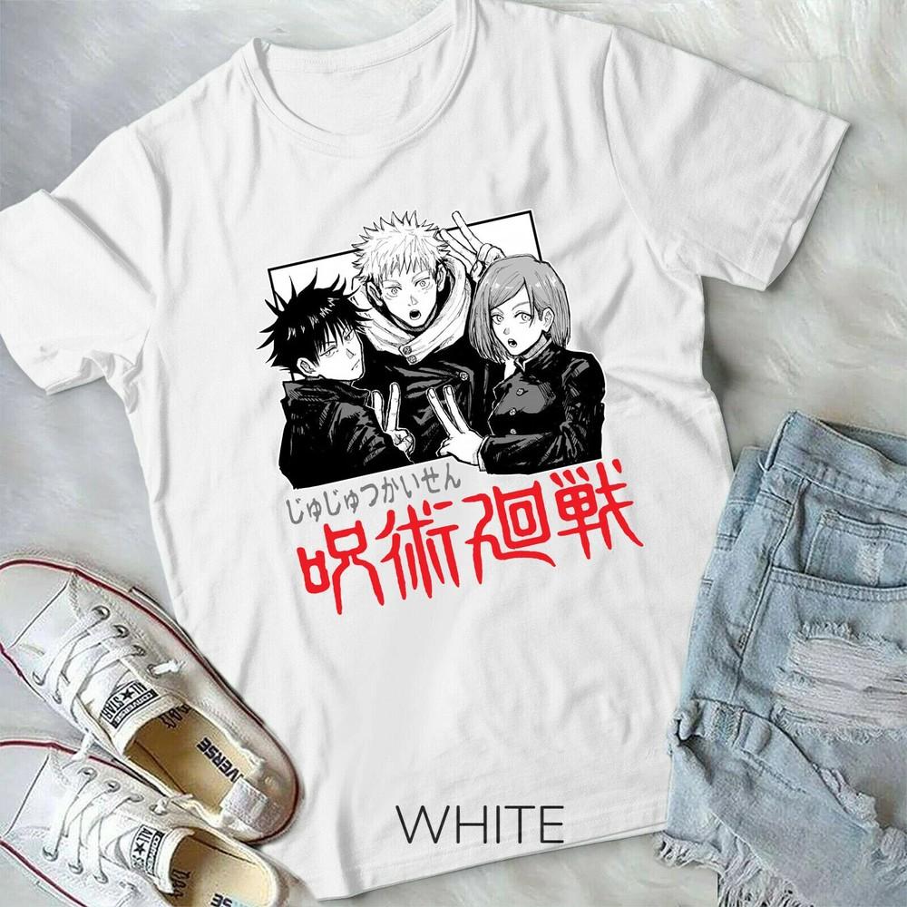 

Unisex Satoru Gojo,Yuji Itadori Megumi Fushiguro,Juju wbr/ tsu White Unisex T-Shirt XXXXL