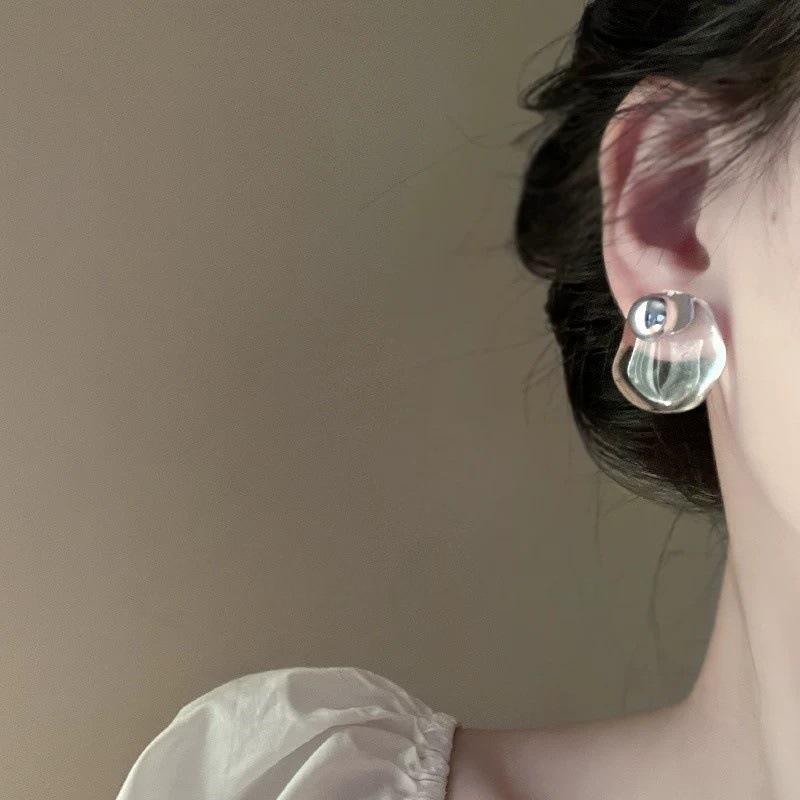 Transparent Geometric Earrings Made Resin Metal Combined Fashionable Luxurious Trendy Design Earrings Women's Parties Jewelry