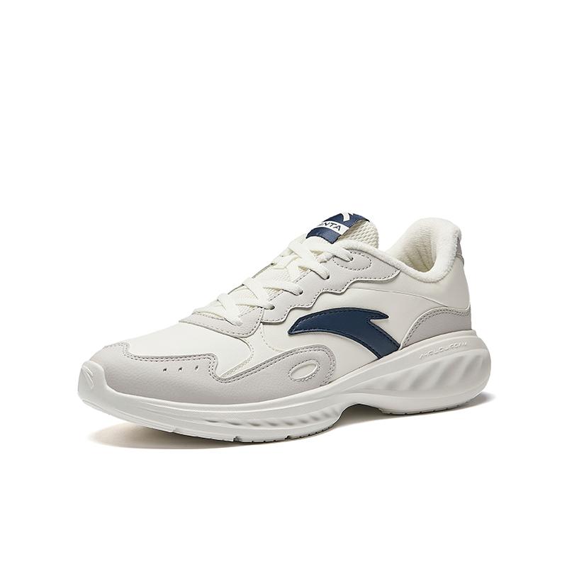 Anta Comfortable Plush Non-Slip Warm Low-Top Running Shoes Men Sneakers White Gray Blue 912445571-11