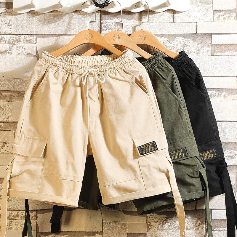 2025 New Men Summer Fashion Men Solid Color Shorts Men Casual Cargo Shorts Male Streetwear Shorts Men Loose Straight Short Pants