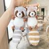 Cute Y2K Pendant Keyring Hanging Ornament Big Tailed Plush Raccoon Charm Keychain Handbag Charm Gift for Girls