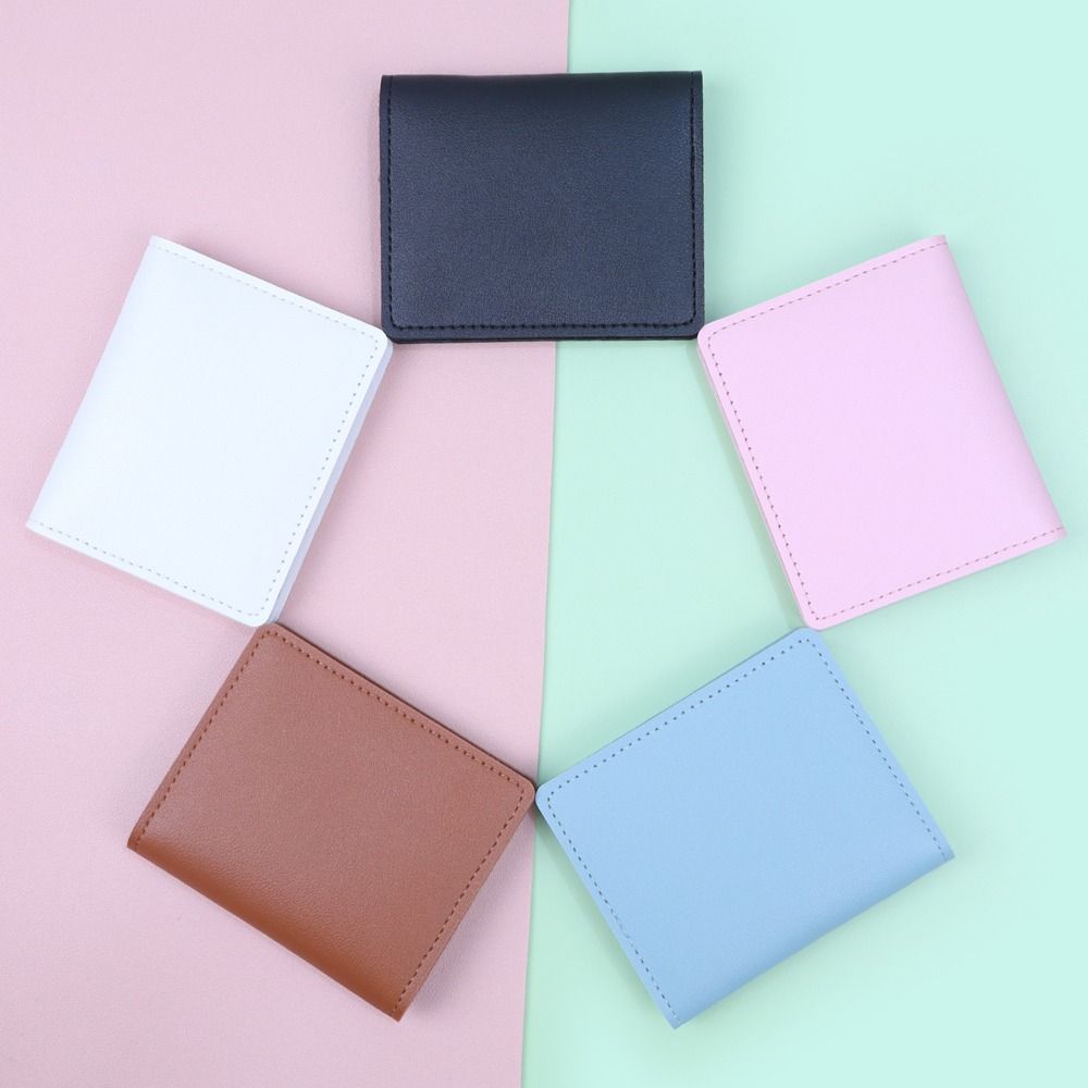 New PU Leather Women Short Wallet Two Fold Large Capacity Slim Small Wallet Coin Purse Women Girls