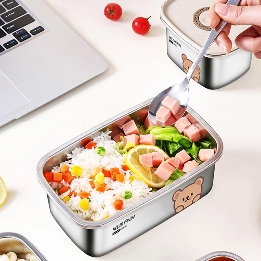 304 Stainless Steel Food Container Portable Large Capacity Lunch Box For Students Heatable Refrigerator Sealed Fresh-Keeping Box