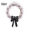 Bone Rattan Decoration Halloween Skeleton Hand Wreath for Front Door, Gothic Spooky Hanging Garland Scary Door Decor with Black Bow And Skulls
