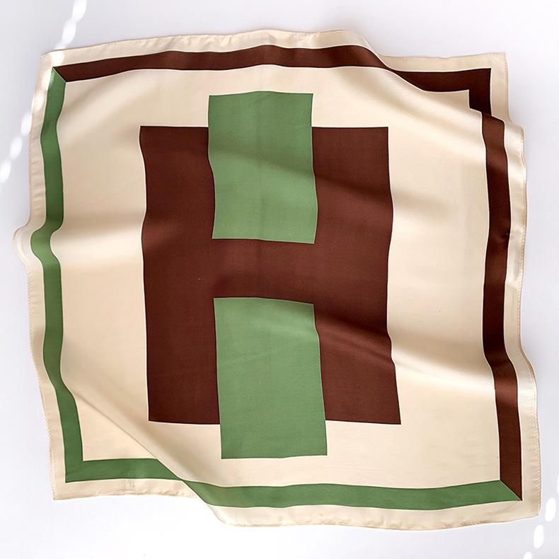 

Elegant Letter Printing 100% Natural Silk Scarf Women Design Small Square Shawl Hair Ribbon Headband Fashion Neckerchief Bandana 53CMX53CM