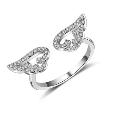 Nieuwe Mode Prachtige Schitterende 925 Sterling Zilveren Sieraden Engelenvleugels Micro -Ingelegd Kristal Open Mode Ringen Xzr004