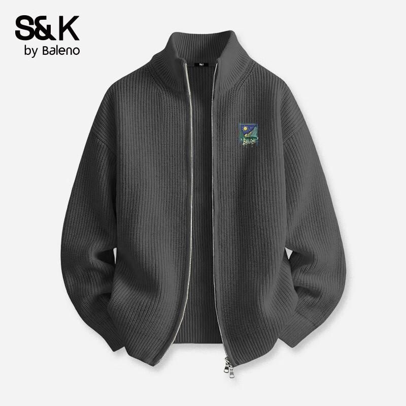 Baleno Men's Stand-Collar Double-Zip Knit Cardigan