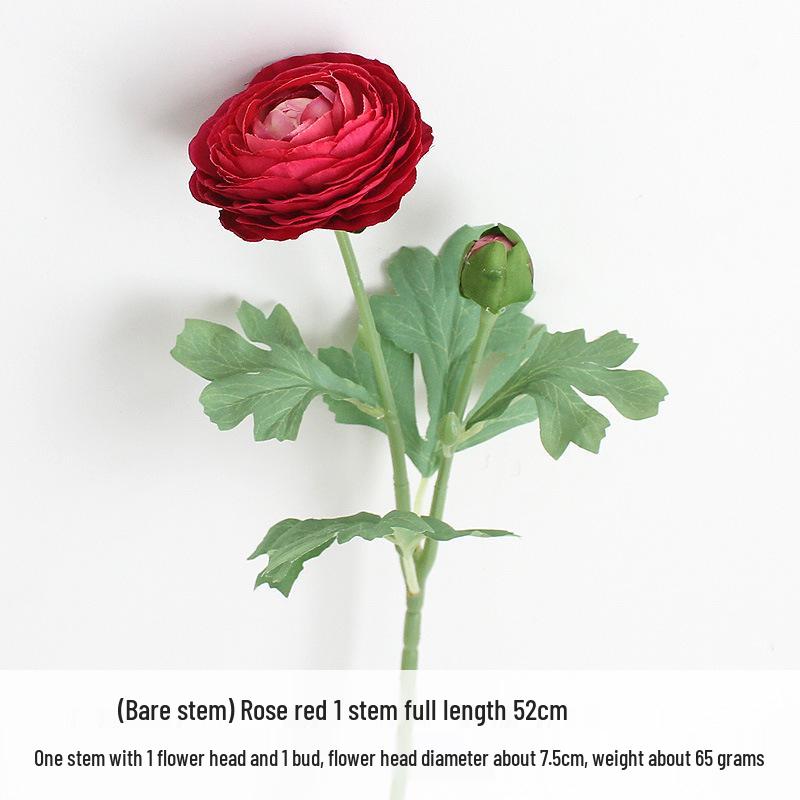 Lotus Peony Silk Flower Arrangement - 2-Head Artificial Ranunculus for Wedding Decoration