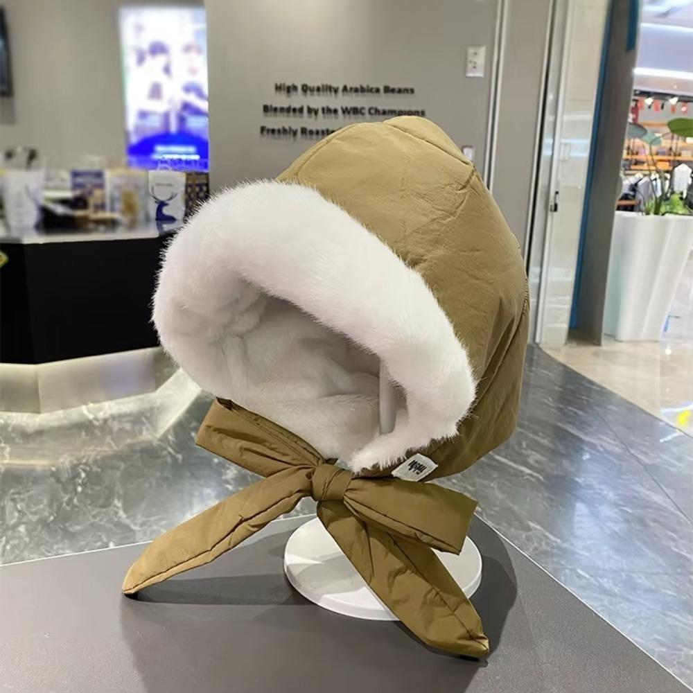 

Потовщена шапка-навушники, флісова підкладка, стьобана шапка, корейський стиль, плюшева шапка, для вулиці кавовий