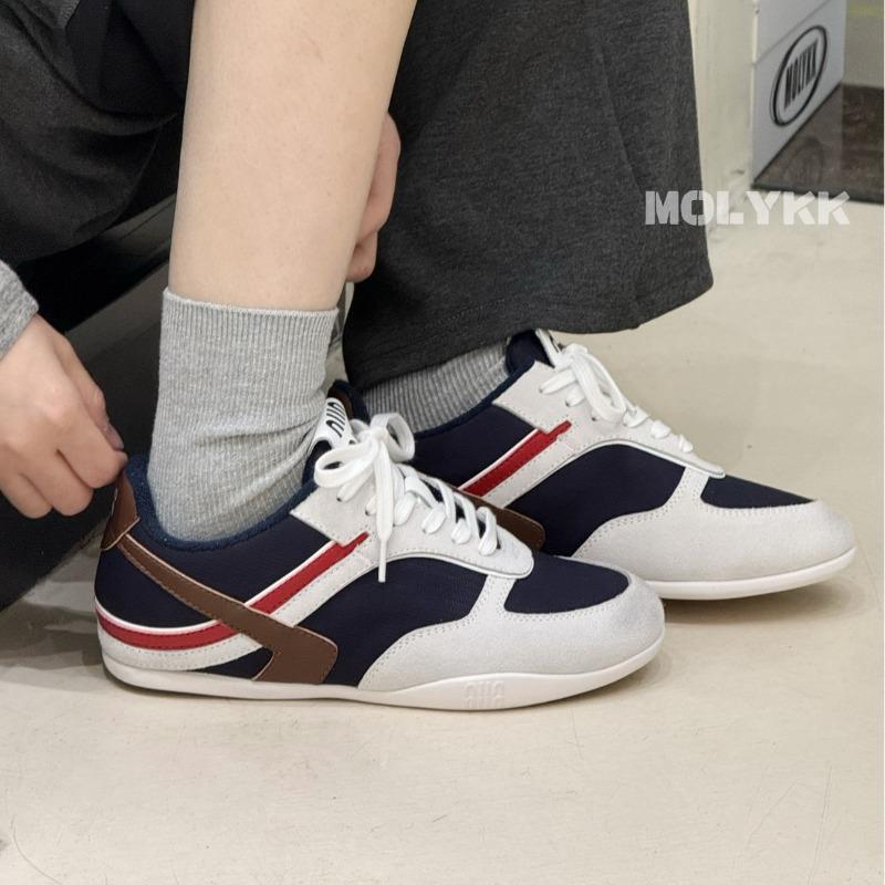 Leather retro color matching soft sole women's spring new breathable comfortable versatile sports and leisure shoes