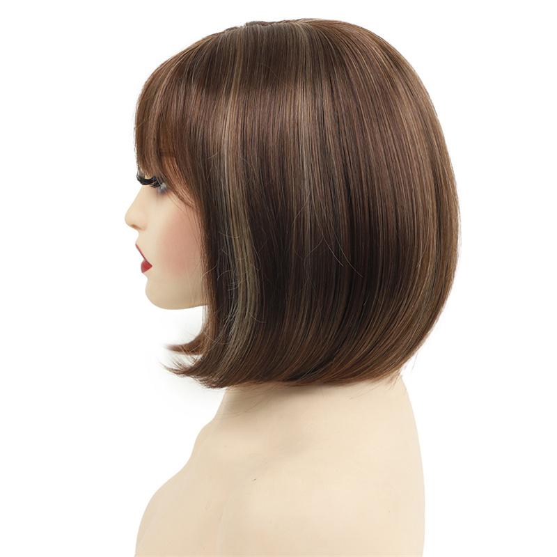 Synthetische Perücke Braune Perücke Kurze Lockige Haare Perücken für Frauen Halloween Kostümperücken Hitzebeständig Naturschwarz Mavis Cosplay