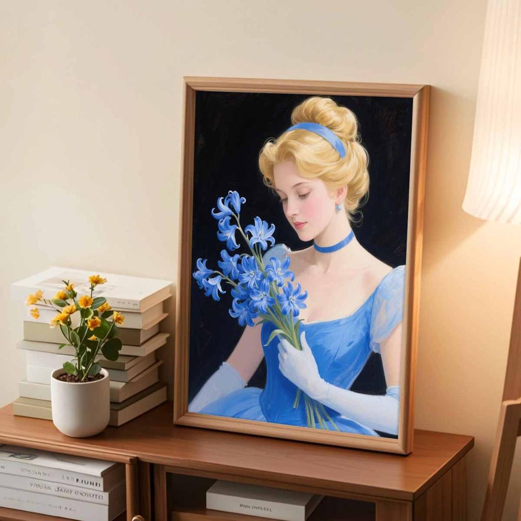 Diamond Mosaic Colorful Diamond Painting Princess and Flowers Full Round Embroidery Cartoon Creative Hobbies Wall Decor
