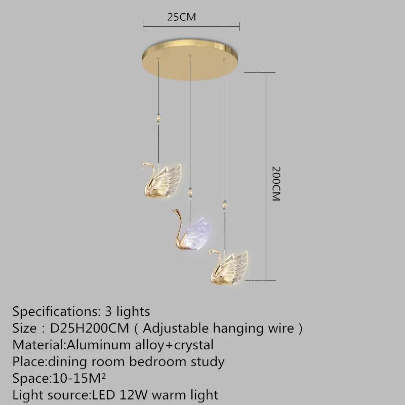 Nordic Creative Acrylic Swan LED Hanging Chandelier Study Bedroom Living Room Restaurant Pendant Lamps Bar Indoor Lighting Decor