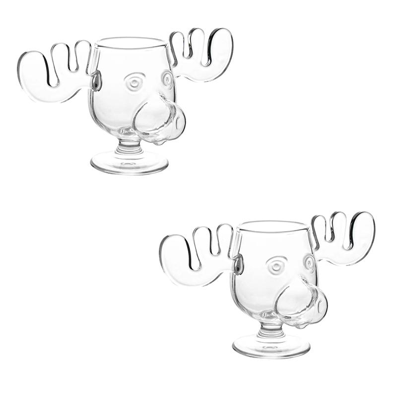 1/2pcs Reindeer Wine Glass Cocktail Juice Cup Clear Beer Mug Water Milk COFFE Whiskey Glasses Drinkware Shot Cups Christmas Gift