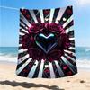 1pc Heart Roses Decorative Print Outdoor Flannel Blanket , Machine Washable Perfect Gift for Birthday , Holiday Travel Accessory , Durable Material