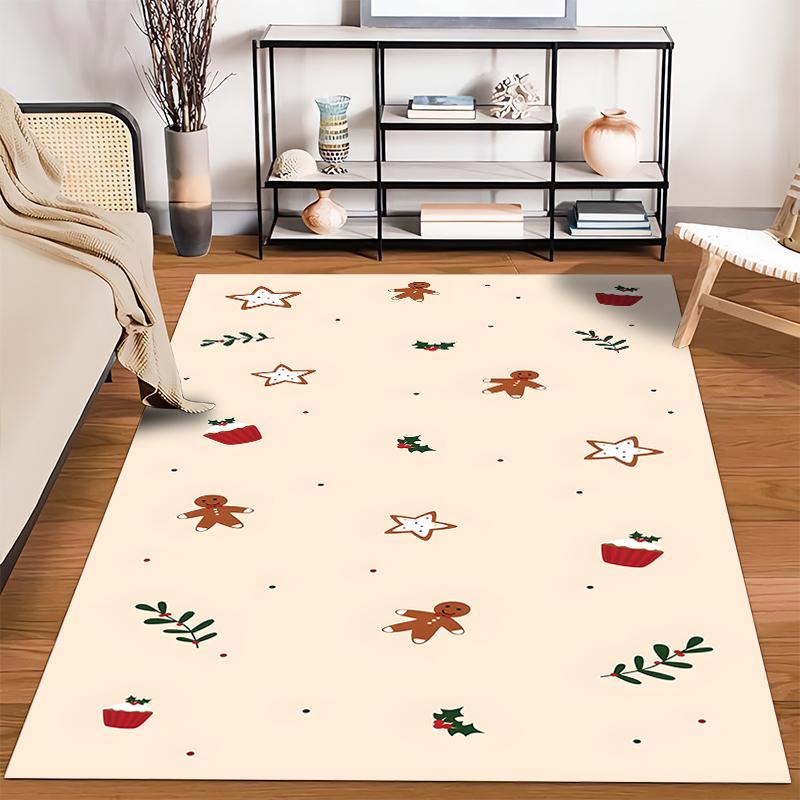Gingerbread and Cupcake Holiday Pattern Rug Non-slip rug suitable for living room and bedroom sofas.