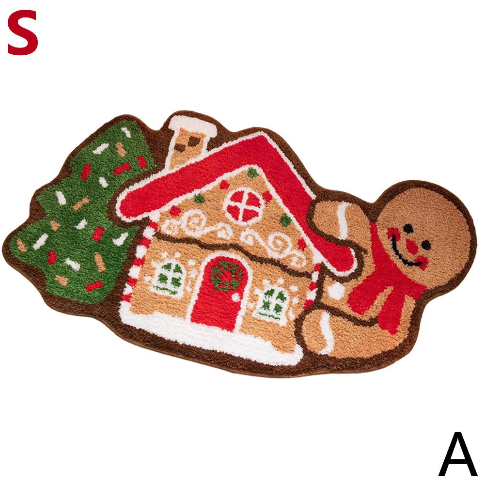 

Christmas Bedroom Rugs Bedside Carpet Faux Cashmere Gingerbread Christmas Doormat Floor Mat Fluffy Kids Playmat Home Decoration