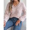 Women's Autumn and Winter Sweet Color Collision Love Lantern Sleeve Pullover Sweater