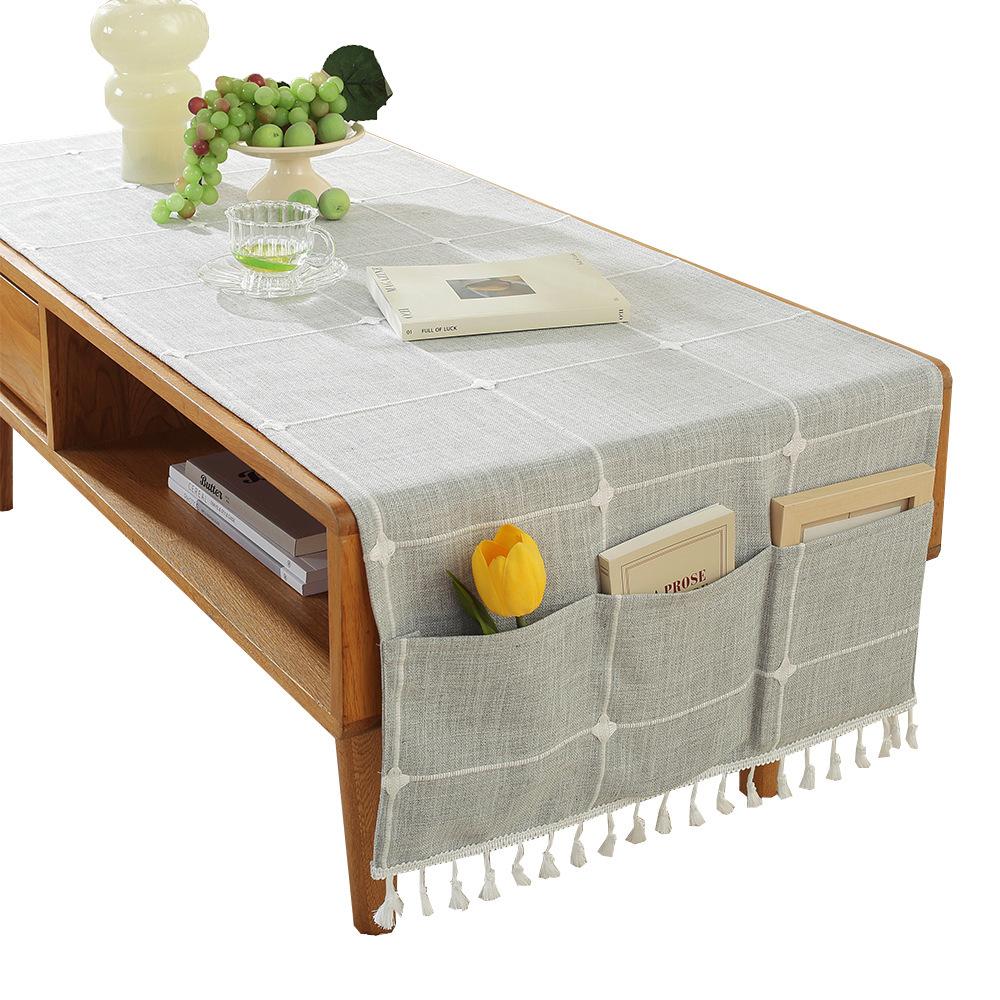 Toalha de Mesa Impermeável e à Prova de Poeira Espessada Jacquard Capa para Mesa de Centro Armário de TV Geladeira Bolso de Armazenamento Capa de Pano Decoração