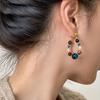 Bohemian Style Turquoise Tiger Eye Stone Pearl Earrings for Women Vintage Handmade Beaded Earrings Charm Jewelry Holiday Gift