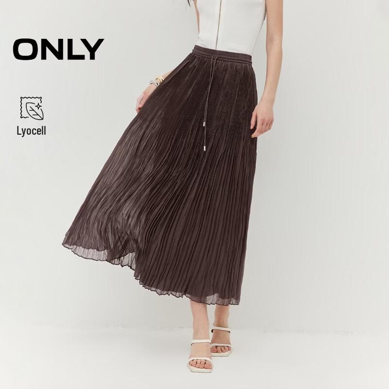 Only Lyocell Blend Pleated A-Line Midi Skirt