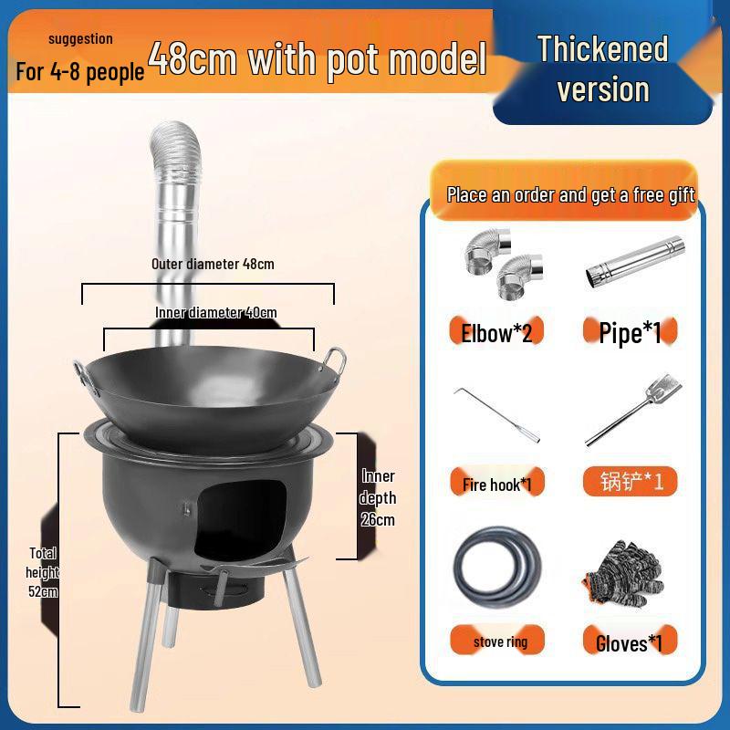 Outdoor Portable Smokeless Firewood Stove: Multi-Functional Large Pot Stand for Rural Homes
