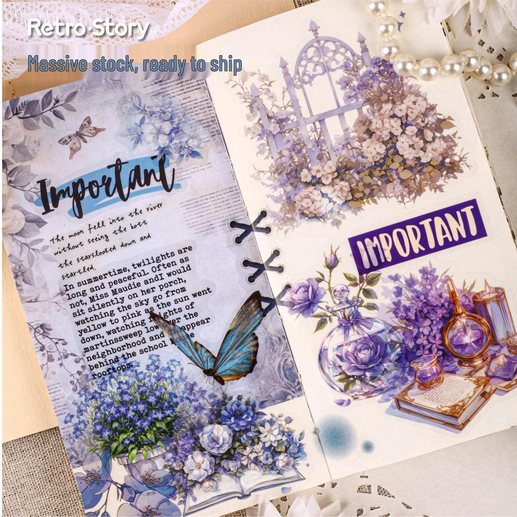 Mengze RetroStory Flower Bouquet Decorative Sticker Pack: 40 Sheets, 6 Styles for Journaling.