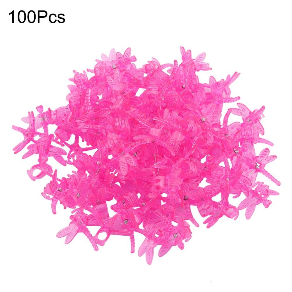 

100Pcs Plastic Plant Orchid Clips Mini Size Portable Stem Support Clips Transparent, Rose Red Reusable Plant Stem Clips рожевий червоний колір