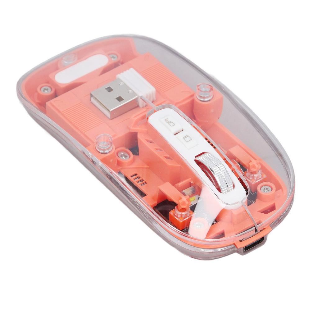 Wireless Mouse 1 2 2.4GHz 3 Mode Silent DPI Rechargeable Transparent Mouse for PC Laptop Tablet