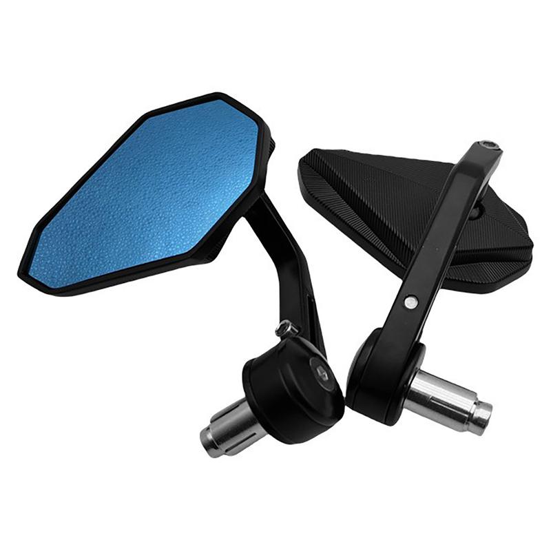 2Pcs Black Blue Glass 335 Motorcycle Rearview Mirror Handle End Rearview Mirror Accessories For 13-17mm Handlebar Ends