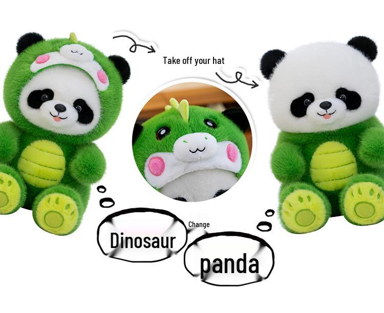 Panda to Dinosaur Transforming Plush Toy – Cute Panda Doll Pillow, Perfect Birthday Gift for Girls.
