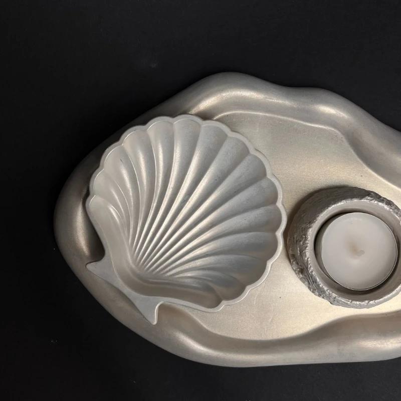 Gypsum Resin Mold Home Decoration DIY Shell Coaster Silicone Mould Scallop Dish Mold Bottom Jewelry Storage Tray Mould