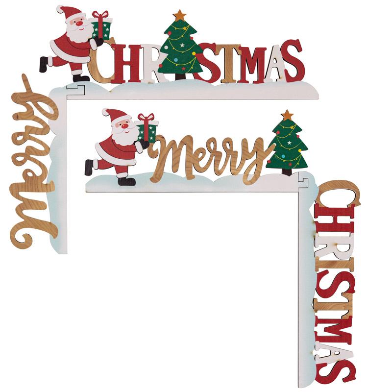 1Pc DIY Christmas Wooden Door Frame Corner Santa Claus Sign