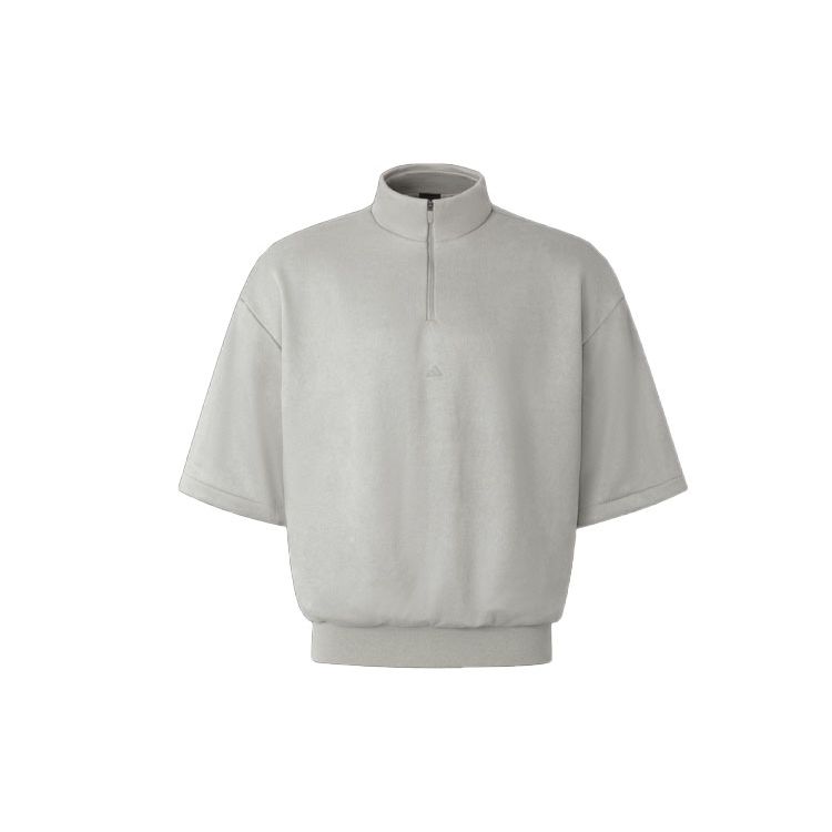 Adidas 2024 Chapter 01 Basketball Sueded Half-Zip Sweatshirt, Unisex 3/4 Sleeve Sesame Tops IN7712. XS