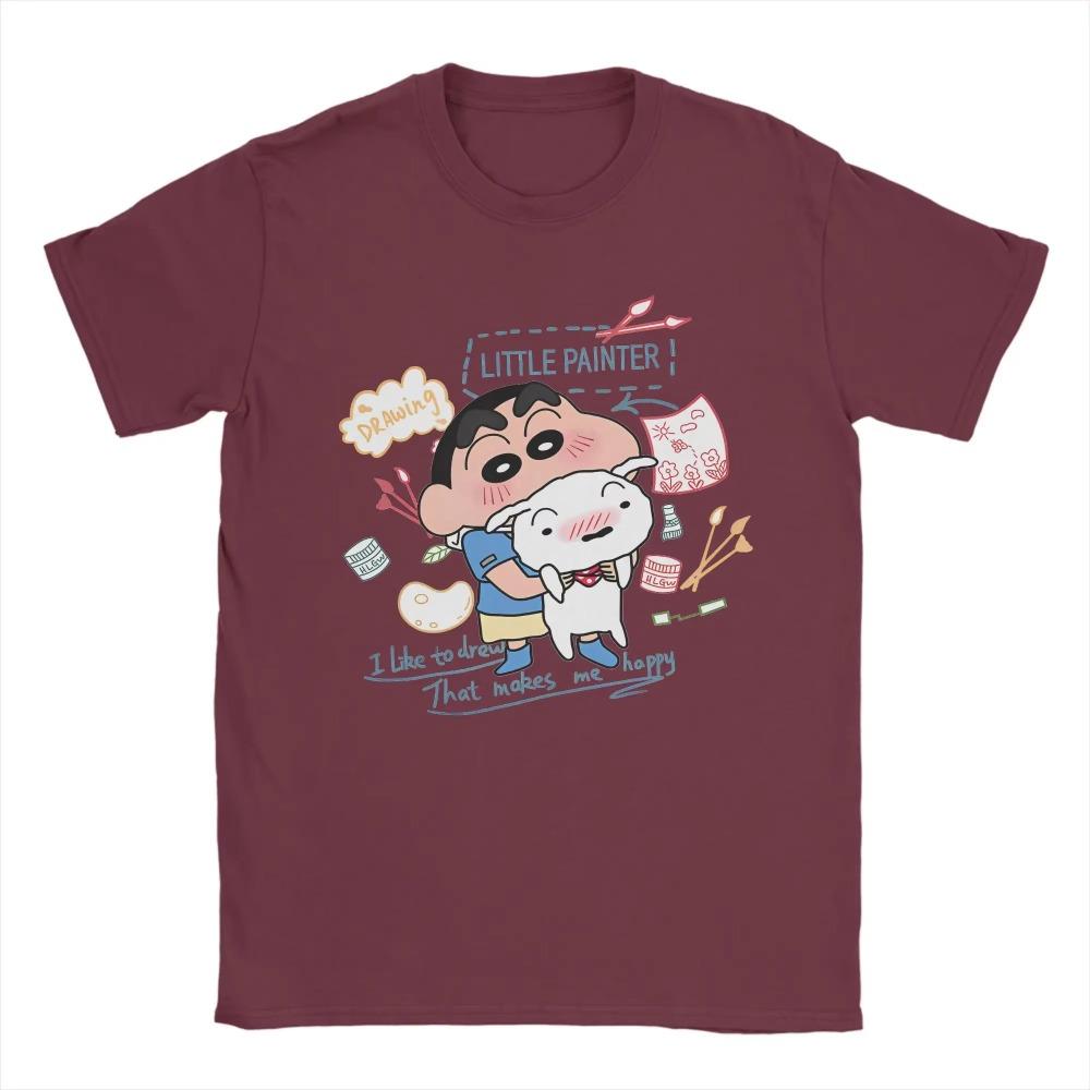 

Crayon Shin-Chans Men T Shirt Japanese Cartoon Vintage Tee Shirt Short Sleeve Crew Neck T-Shirts 100% Cotton Printing Tops S коричневый