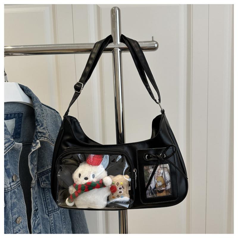 1 Piece Women Korean Transparent Ita Bag Y2K Harajuku Shoulder Bag School Crossbody Bag Female Preppy Handbag Purse