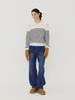 Leusejiem Semi-Wide Washed Denim Pants - Deep Blue
