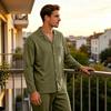 Men's Comfortable Button-Down Pajama Set Long Sleeve Loungewear for Sleep and Home