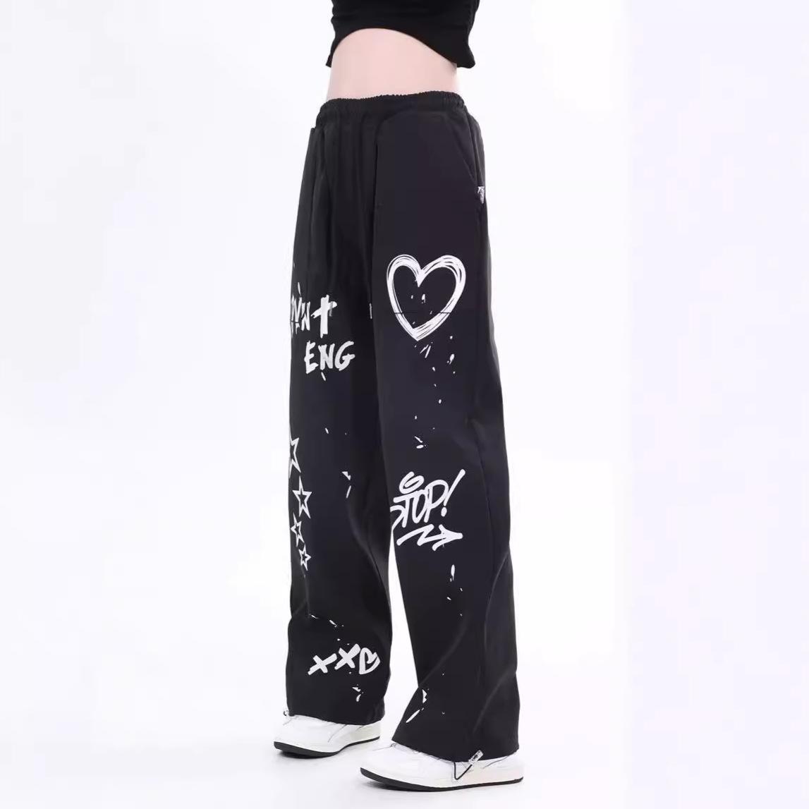 

Летние повседневные однотонные прямые брюки для женщин, уличные, джаз, хип-хоп, широкие спортивные брюки L