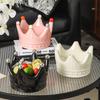 Crown Shape Ceramic Fruit Plate Home Living Room Coffee Table Snack Storage Box With Fruit Fork
