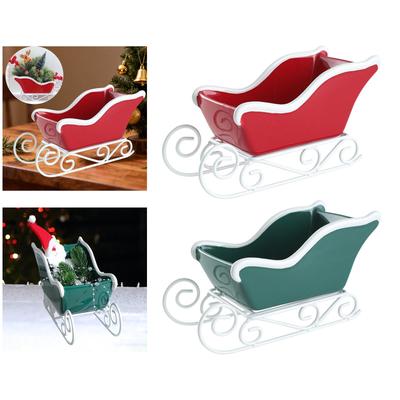 Christmas Sleigh Table Ornament Sled Shaped Bin Party Supplies Display Candy Bowl Storage Basket for Present Holiday Festive